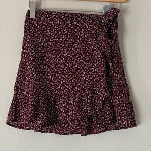 Hollister Burgundy Floral Mini Skirt